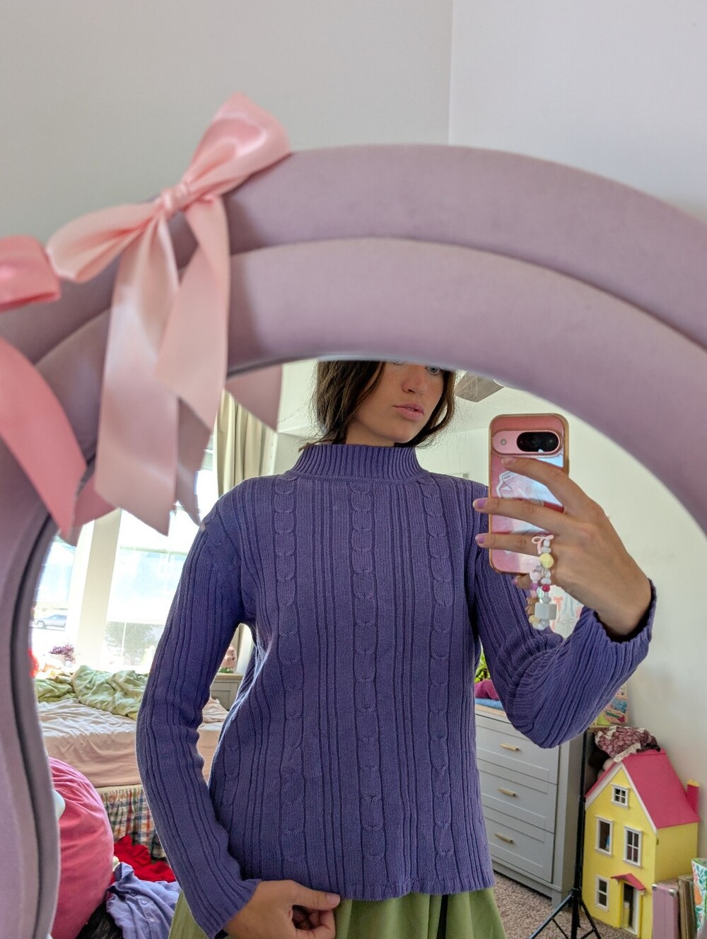 Studio Works Lavender Cable Mock-Neck Sweater Size Small
